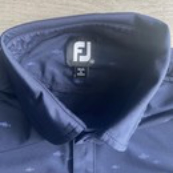 FootJoy Men's Golf Polo Shirt Short Sleeve Navy Fish Print Performance Size M - Picture 4 of 10